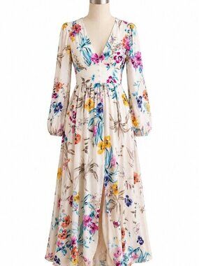 Toleen Flower Print Maxi Dress Small NWT